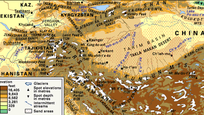 Kunlun and Pamir mountain ranges