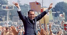 Richard M. Nixon. Richard Nixon during a 1968 campaign stop. President Nixon