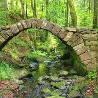 Stone bridge in the woods