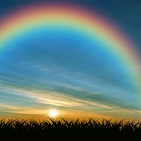 Curved arc of a rainbow