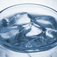 Ice floating on water